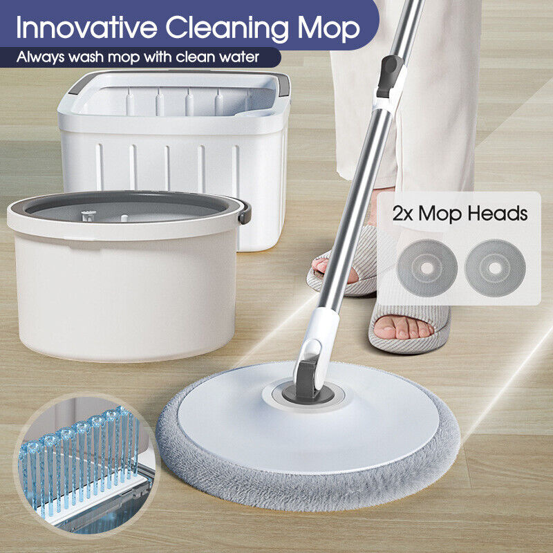 360°Spinning Mop Bucket Easy Wring & Clean Mop and Bucket 2 Free Spin Mop Heads