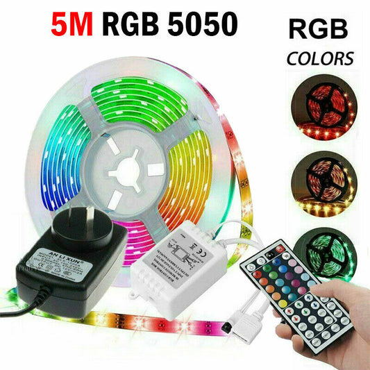 Waterproof LED Strip light 5M RGB 5050 SMD 44 Key Remote 12V AU Power Full Kit