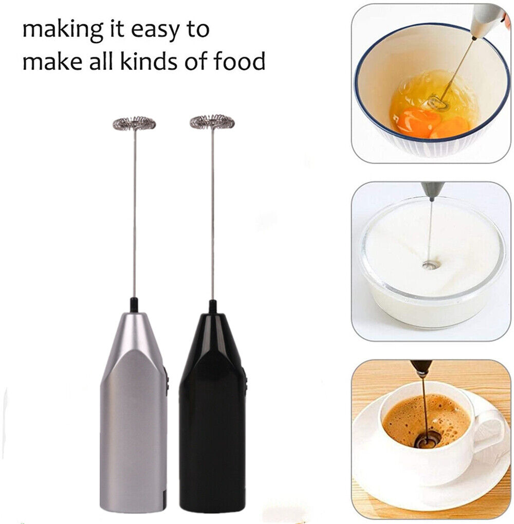 Black Electric Mini Foamer Kitchen Milk Frother Egg Beater Stirrer Whisk Drink Mixer