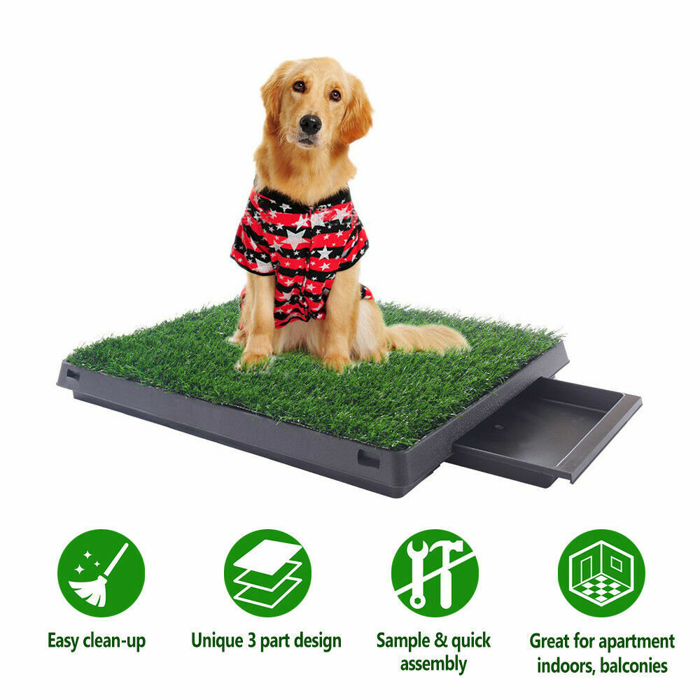 Pet Dog Toilet Mat Indoor Portable Training Grass Potty Pad Loo Tray