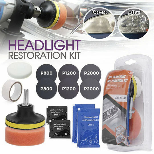 Pro Car Lens Headlight Restoration Kit Polishing Sanding Cleaner Repair Tool