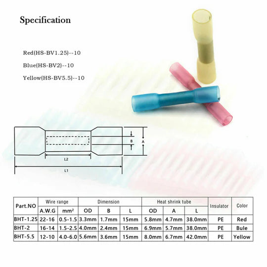 240PCS HEAT SHRINK WIRE CONNECTORS ELECTRICAL CRIMP MARINE AUTOMOTIVE TERMINALS