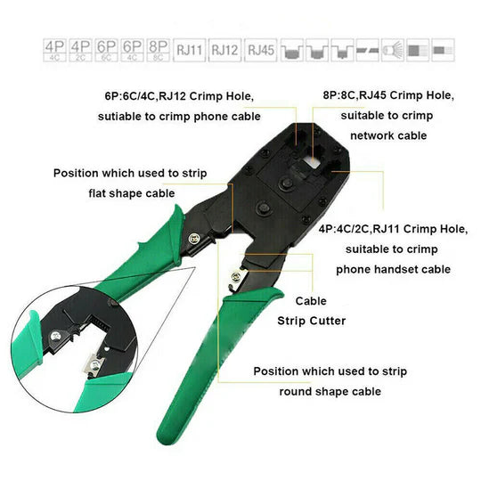 Analyzer Network Cable Tool Kit LAN Crimper Down Wire Stripper Cat5 6 RJ45 BAG