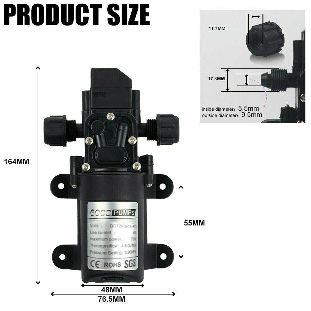 12V Water Pump 6Lpm Self-Priming Caravan Camping Boat