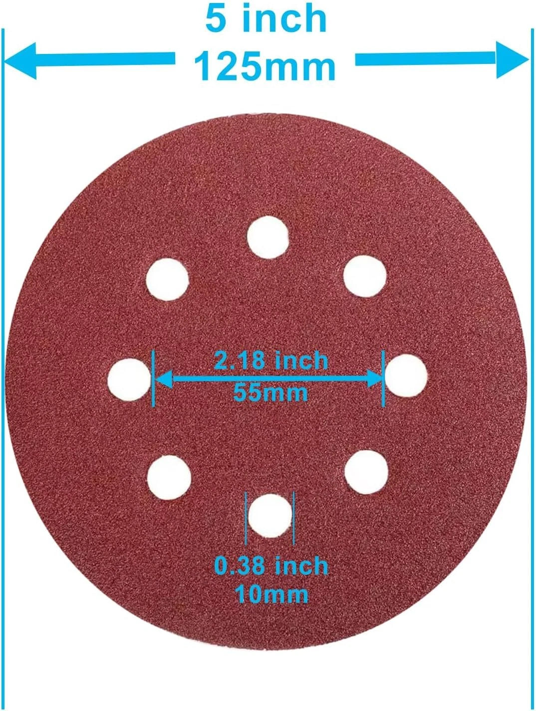 125mm 5" Sanding Discs 8-Hole 60-3000 Grit Orbital Sander Pads Sandpaper 100pcs