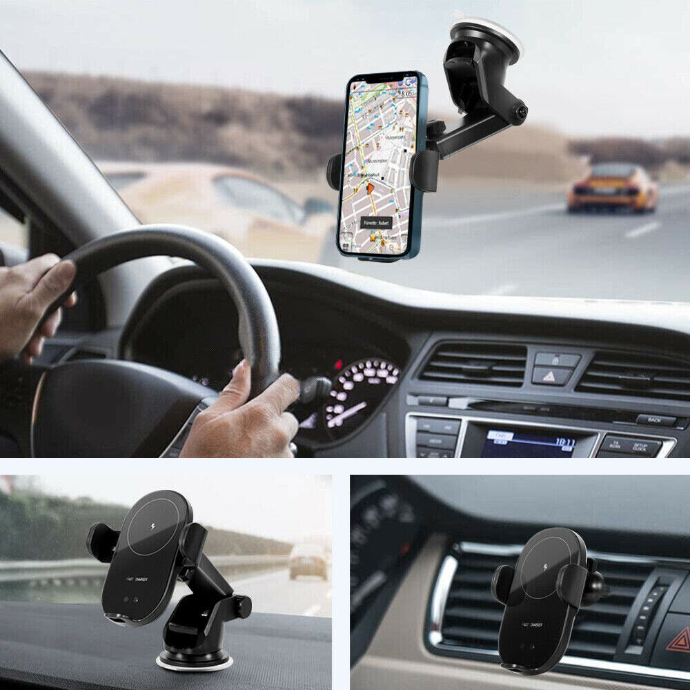 Automatic Qi Wireless Car Charging Fast Charger Mount Clamping Vent Phone Holder