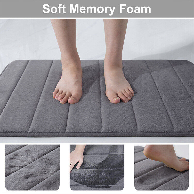 Memory Foam Bath Bathroom Mat Pad Soft Absorbent Non-Slip Bedroom Floor Tub Rug