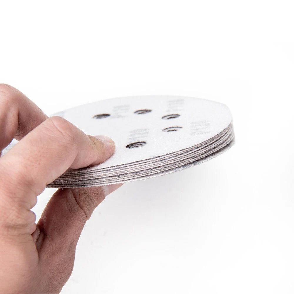 125mm 5" Sanding Discs 8-Hole 60-3000 Grit Orbital Sander Pads Sandpaper 100pcs