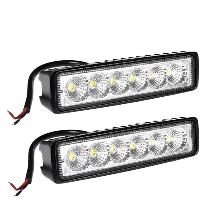 Pair 6Inch Led Work Light Bar Flood Reverse Fog Lights 4WD