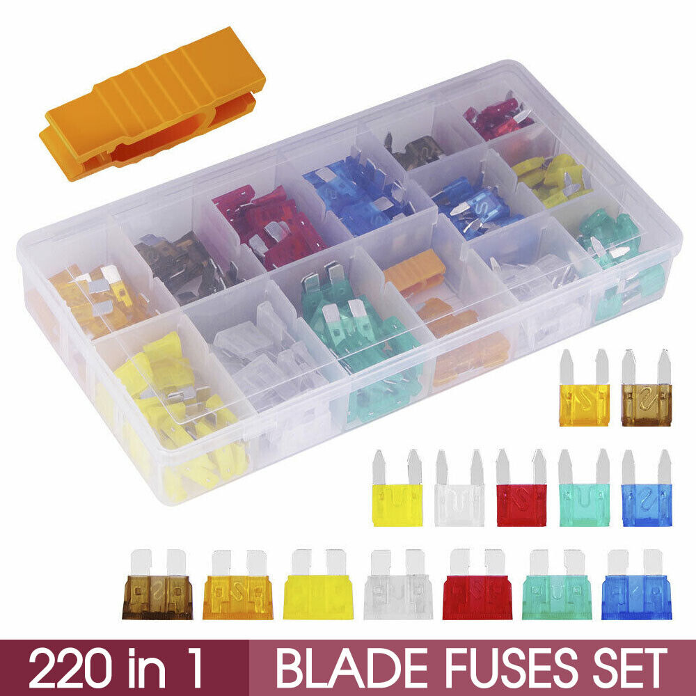 220pcs Assorted Mini Fuse Blade Fuses Set Auto Car Truck Assortment Kits ATM APM