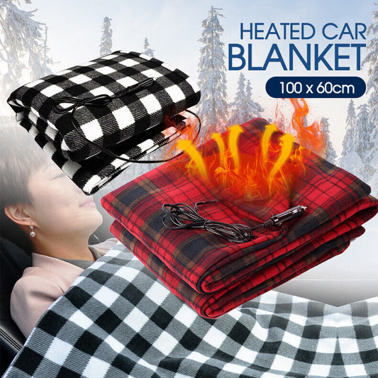 HEATED CAR BLANKET TRAVEL RUG SOFT CARAVAN FLEECE ELECTRIC THROW 12 VOLT DC AUTO