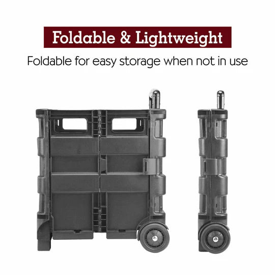 GROCERY BASKET FOLDABLE SHOPPING CART TROLLEY WHEELS FOLDING CRATE PORTABLE