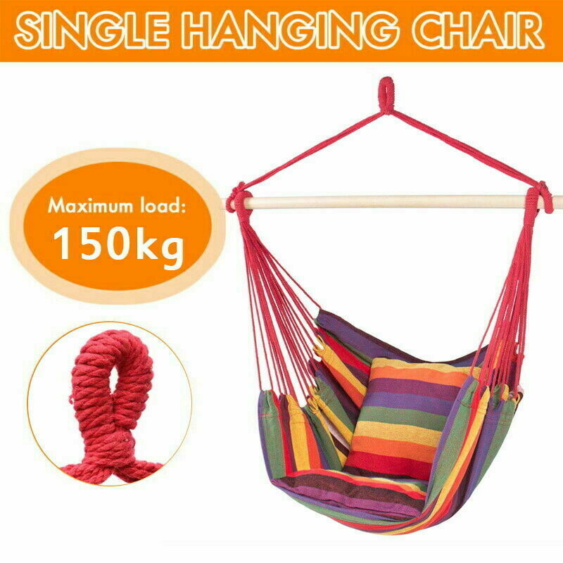 Portable Hanging Hammock Chair Swing Garden Outdoor Camping Soft Cushions