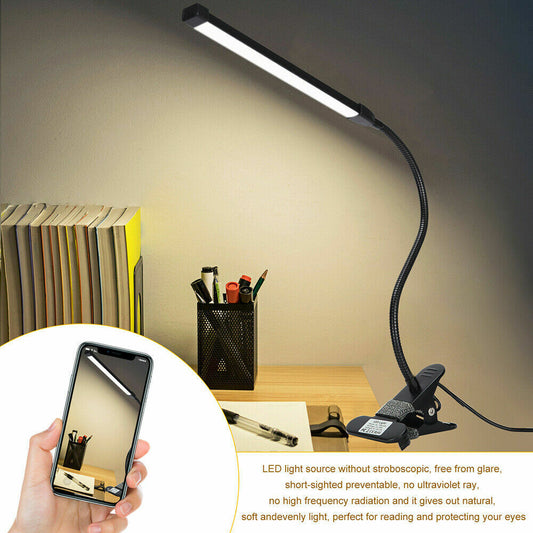 Clip On Desk Lamp Table Light Bedside Night Reading Led Eye Care USB Dimmable