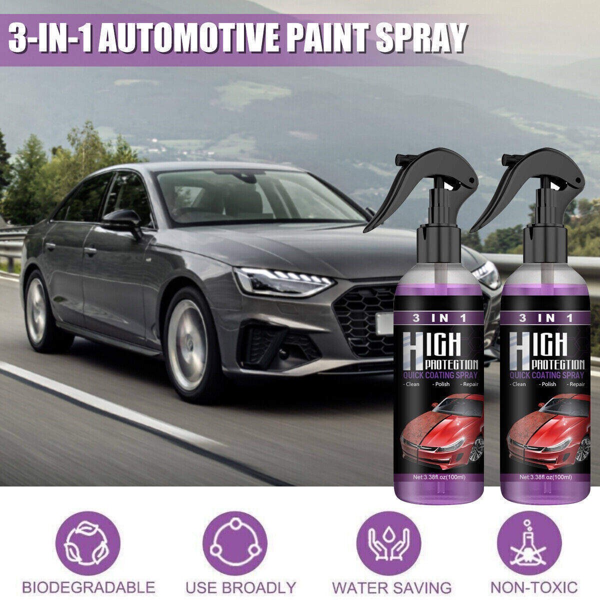 3in1 High Protection Quick Car Coat Ceramic Coating Spray Hydrophobic