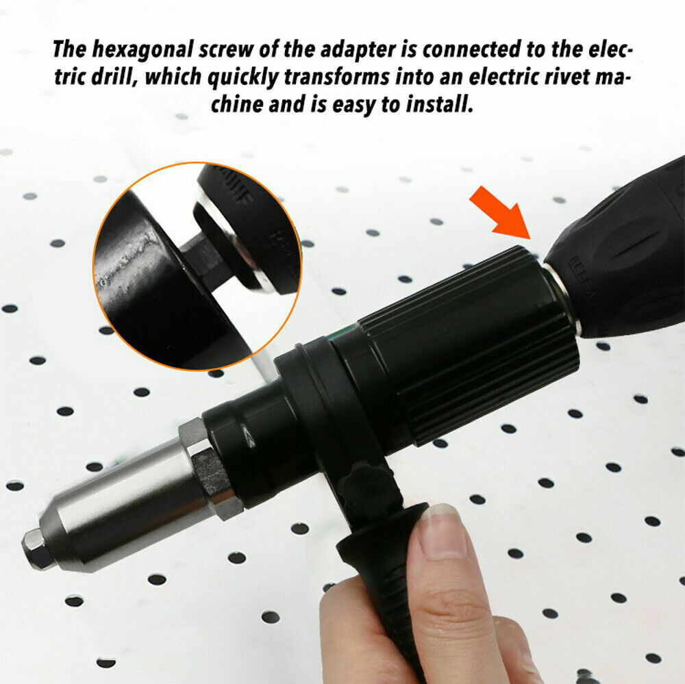 Electric Rivet Pop Gun Adaptor Cordless Drill Nut Riveting Riveter Insert Tool