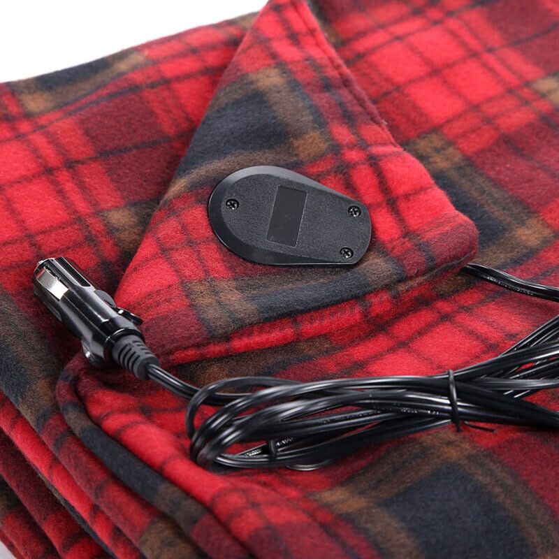 HEATED CAR BLANKET TRAVEL RUG SOFT CARAVAN FLEECE ELECTRIC THROW 12 VOLT DC AUTO