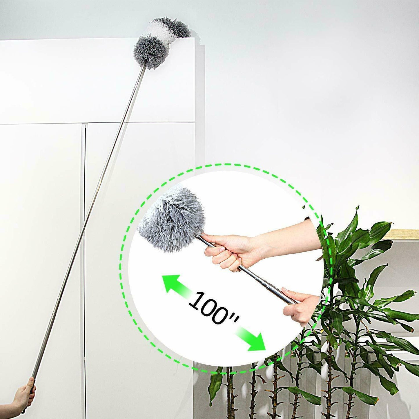 Microfiber Telescoping Duster Stainless Steel Pole Bendable Head