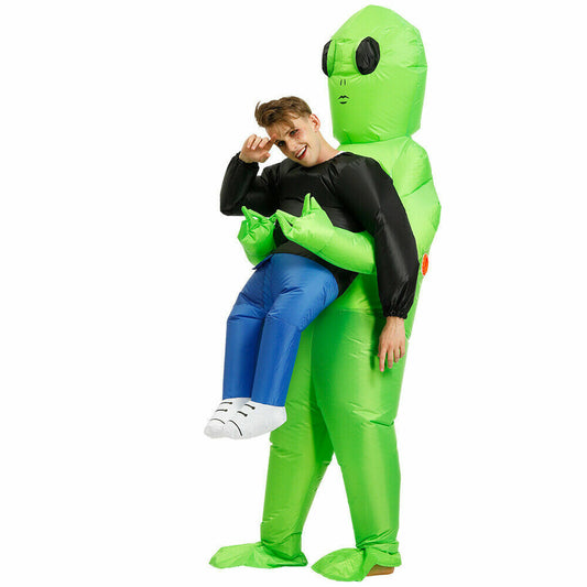 NEW Green Alien Inflatable Costume Scary Halloween Blow Up Suits Party Dress AU