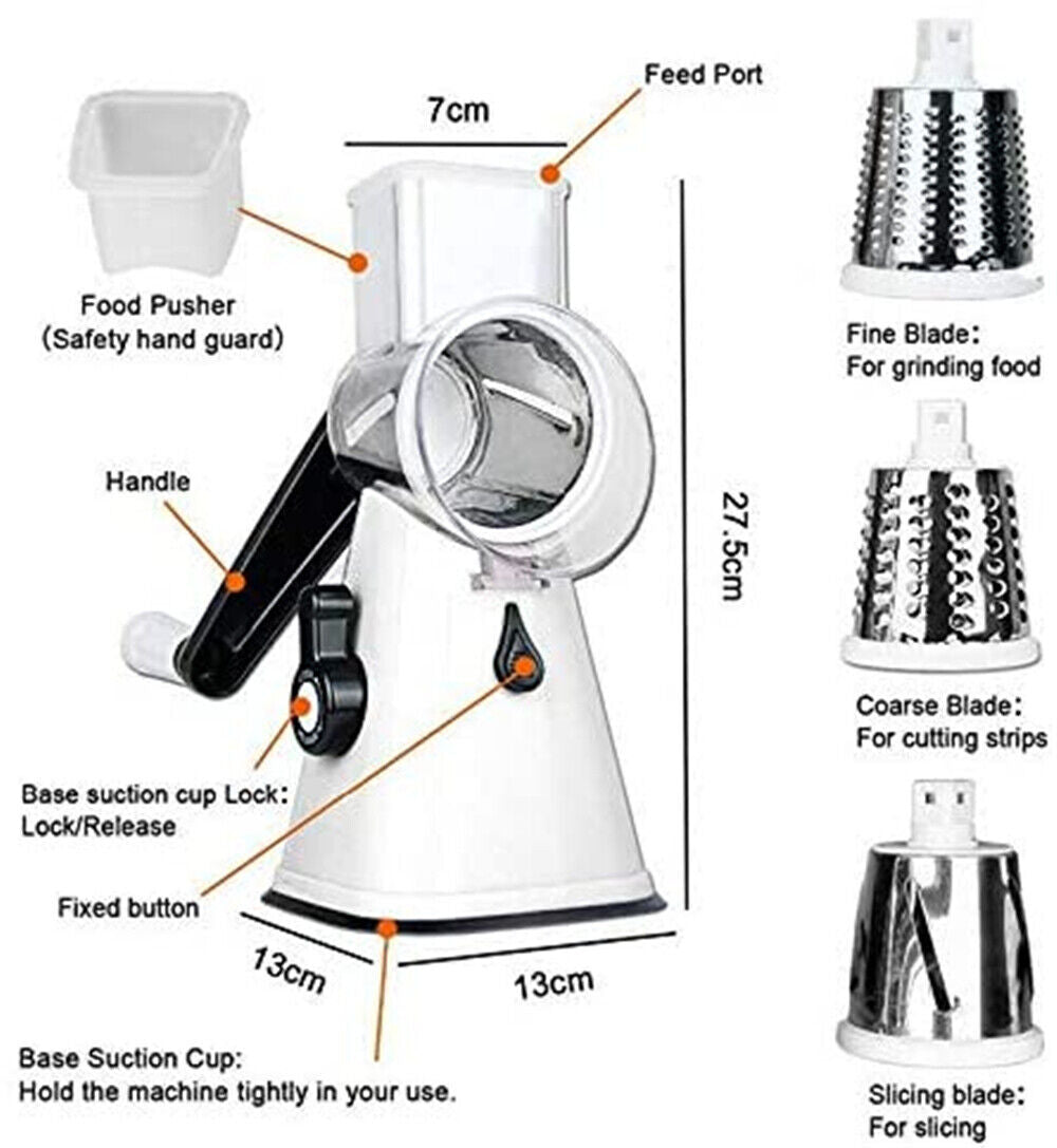 Kitchen Multifunction Vegetable Food Manual Rotary Grater Chopper Slicer Cutter