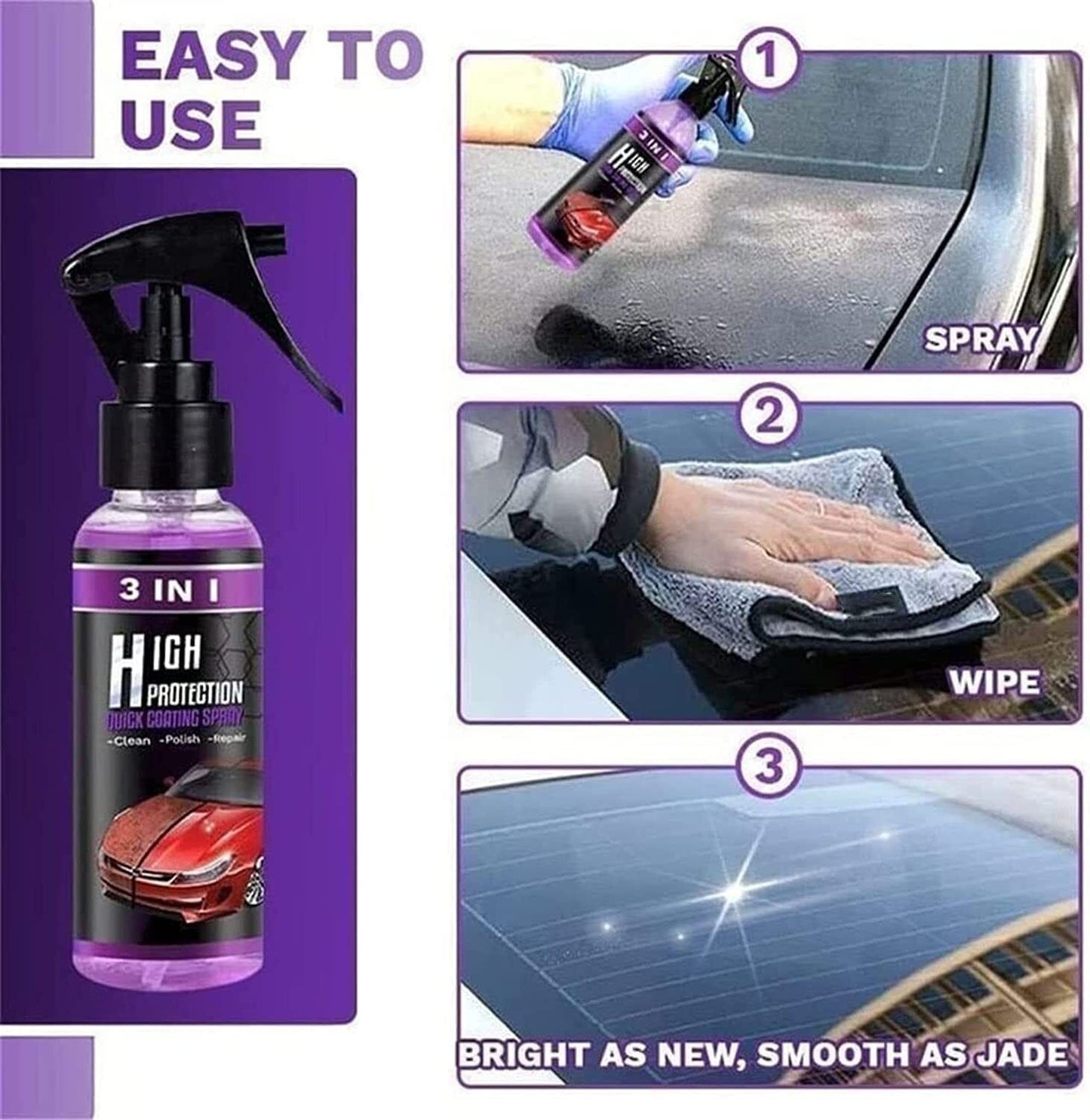 3in1 High Protection Quick Car Coat Ceramic Coating Spray Hydrophobic