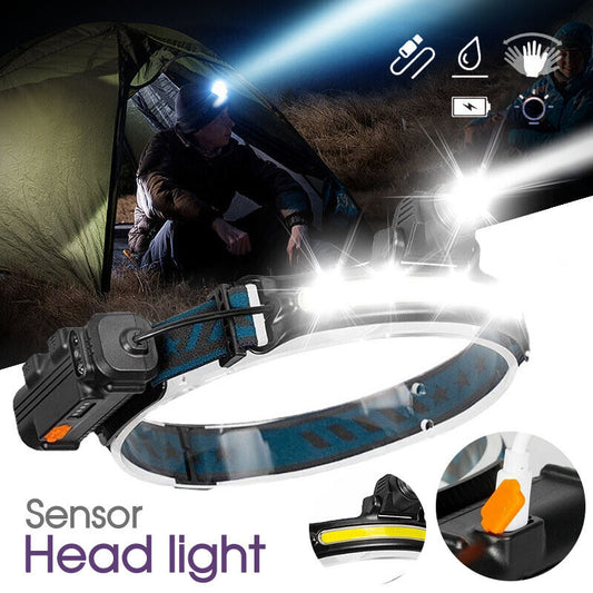 Headlamp sensor head light Led XPG+COB USB Headlight Waterproof Camping