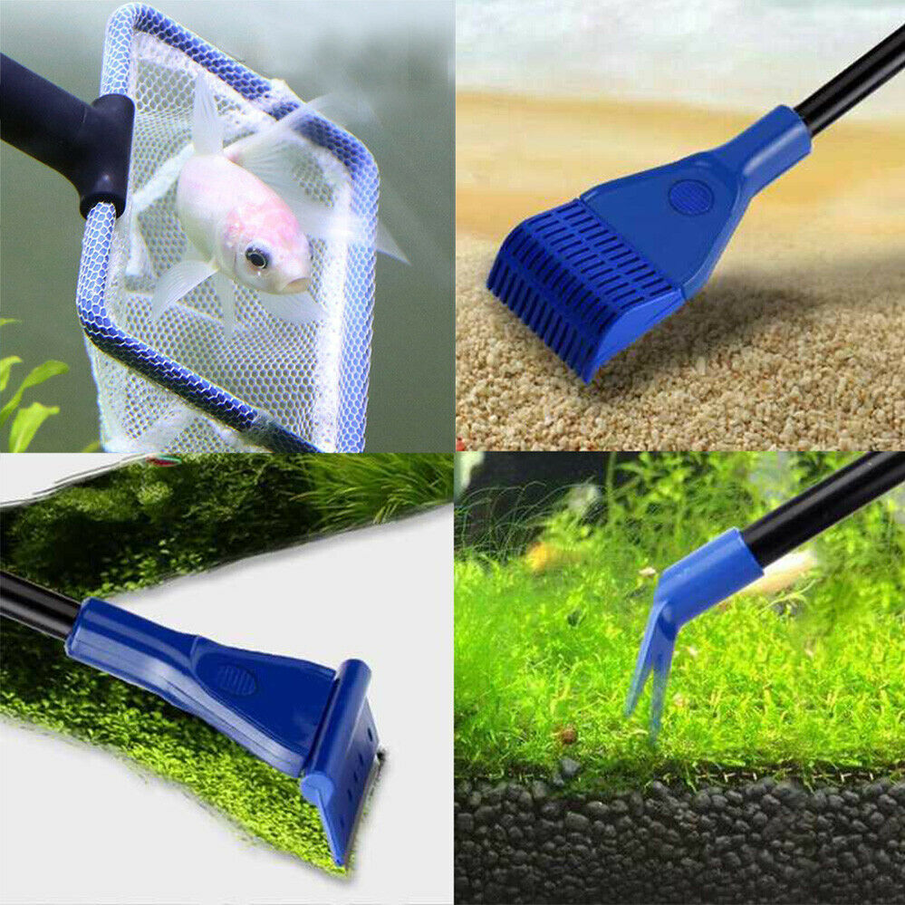 Water Aquarium Cleaning Tool 5 in1 Fish Tank Gravel Vacuum Glass Cleaner Brush