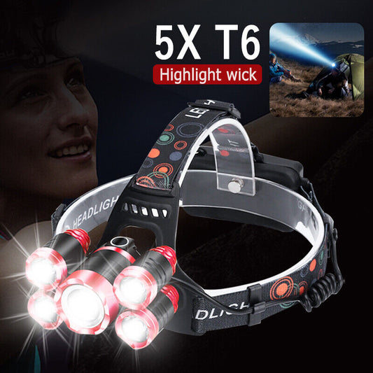 Rechargeable T6 Headlamp Headlight Head Torch Lamp Fishing Camping Worklight