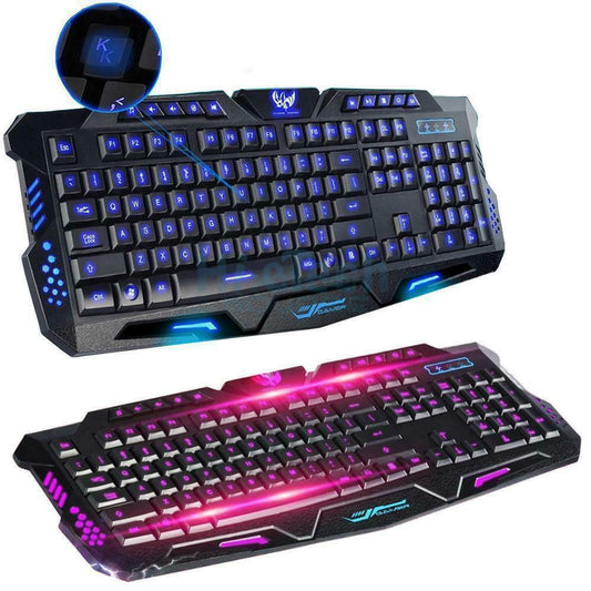 3 Color LED Backlight Keyboard Wired USB Illuminated Cool Ergonomic PC Gaming