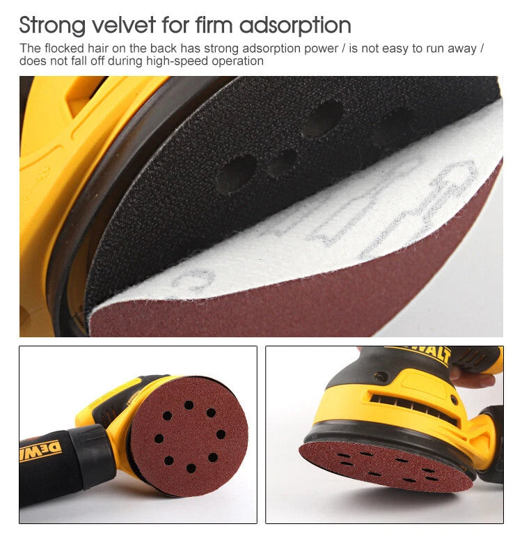 125mm 5" Sanding Discs 8-Hole 60-3000 Grit Orbital Sander Pads Sandpaper 100pcs