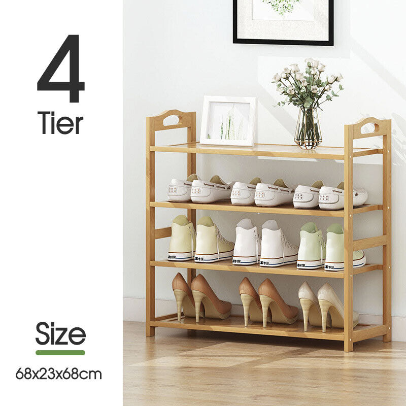 3-6 Tiers Layers Bamboo Shoe Rack Storage Organizer Wooden Shelf Stand Shelves