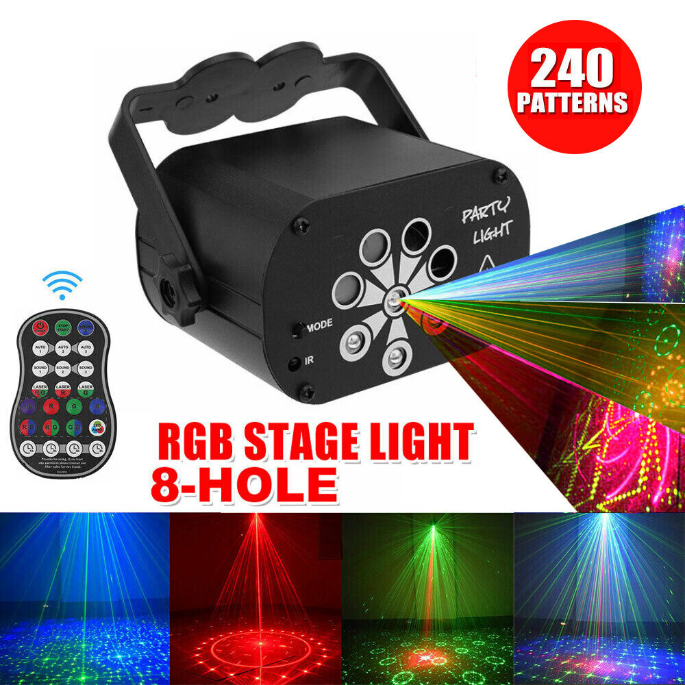 240 Patterns Disco Lights RGB Laser Projector Stage Lighting Party KTV Club Lamp