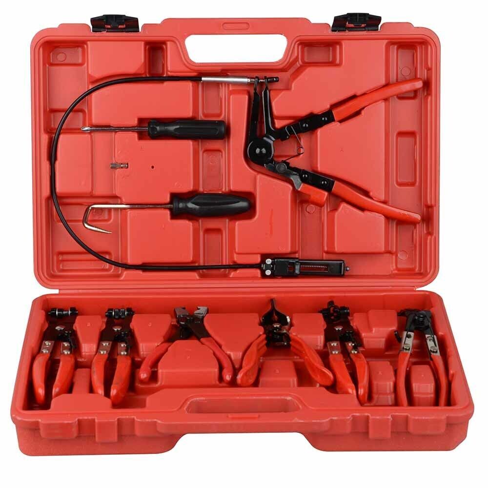 9pc Hose Clamp Clip Plier Kit Set Swivel Jaw Flat Angled BandAutomotive Tool Kit