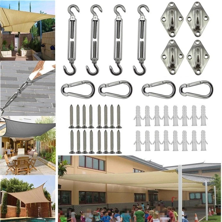 6mm 304 Stainless Steel Turnbuckle Kit – 4 Hook Open Body + Carabiners & Fixings