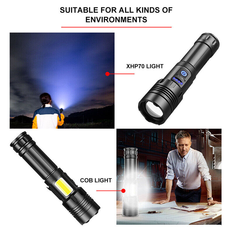 9900000Lumens Super Bright Tactical Flashlight Zoomable Rechargeable Torch Light