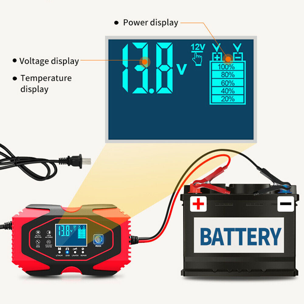 7-stage Automatic Charging Lead-Acid & Lithium Battery Charger Smart Trickle