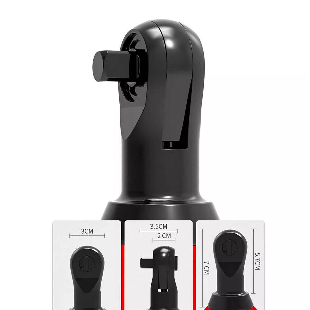 CORDLESS ELECTRIC RATCHET RIGHT ANGLE WRENCH TOOL 3/8'' 18V 90 100NM + 2 BATTERY