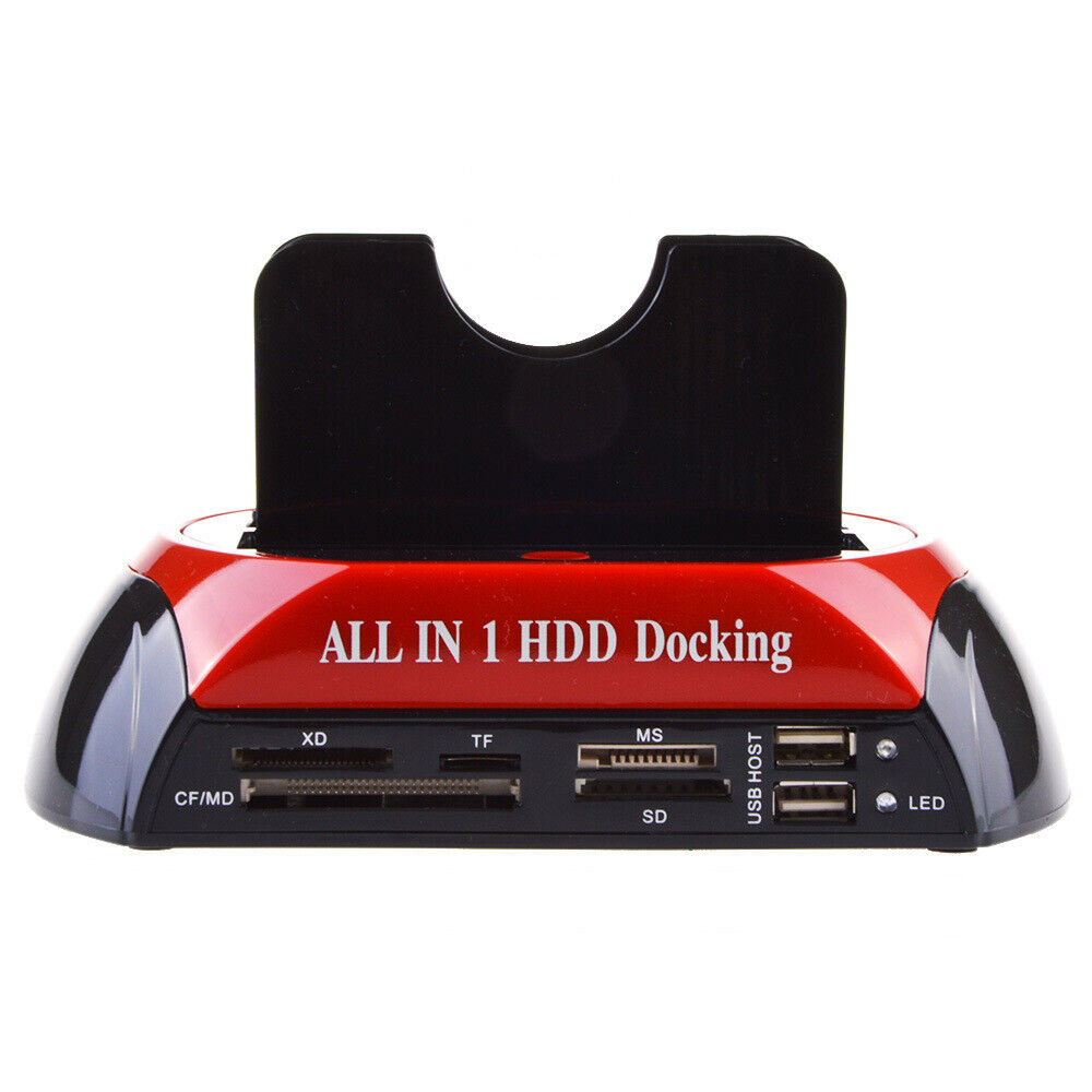 HDD Docking Station Dual 2.5" 3.5" SATA IDE Hard Disk Drive Dock OTB Card Reader