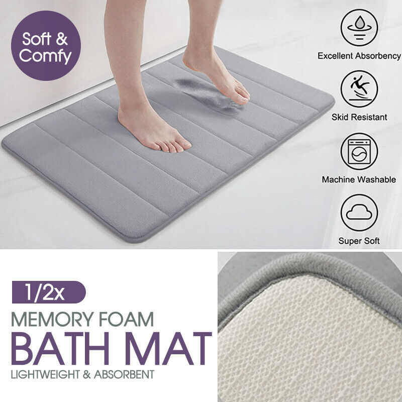 Memory Foam Bath Bathroom Mat Pad Soft Absorbent Non-Slip Bedroom Floor Tub Rug