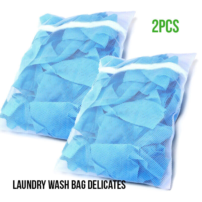 2Pcs Clothes Lingerie Washing Bag Delicates Laundry Zipper Mesh Bag