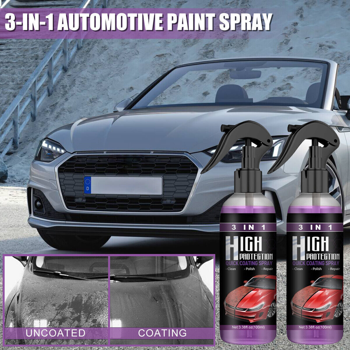 3in1 High Protection Quick Car Coat Ceramic Coating Spray Hydrophobic