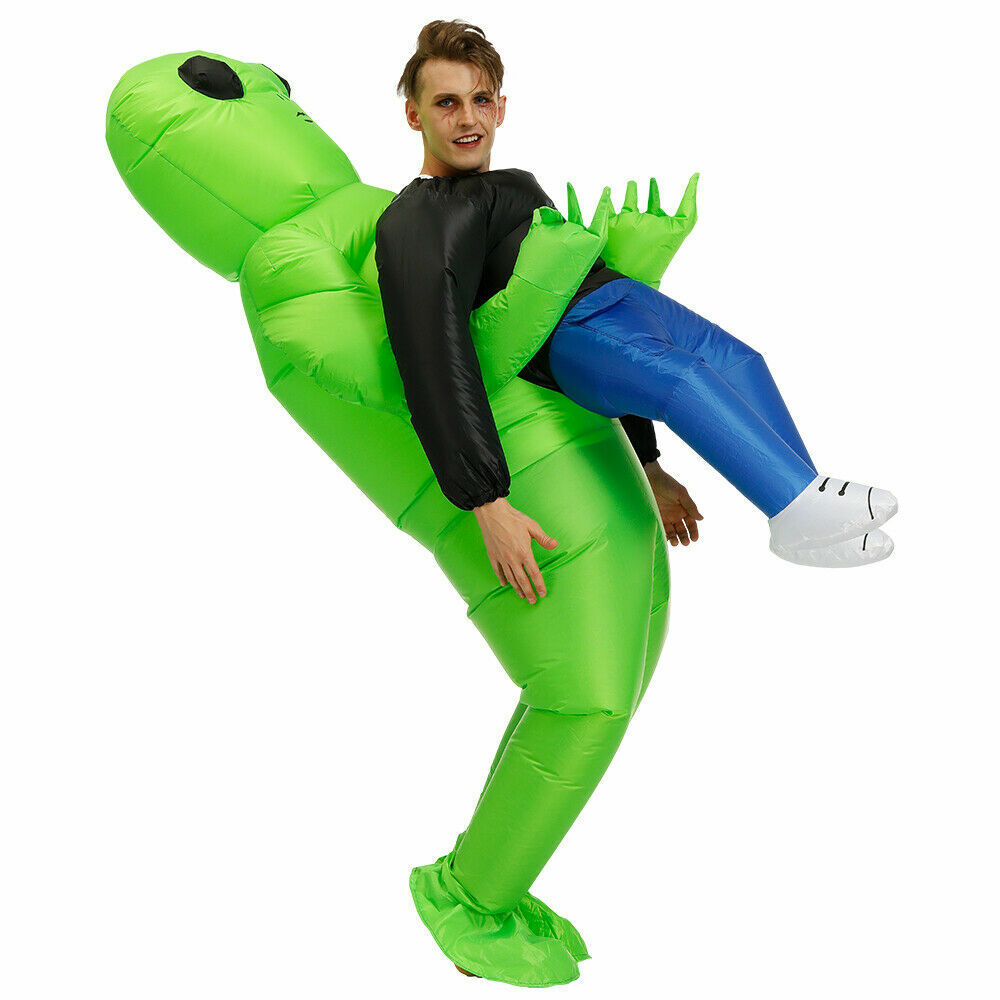 NEW Green Alien Inflatable Costume Scary Halloween Blow Up Suits Party Dress AU