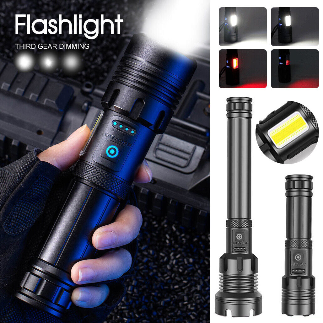 9900000Lumens Super Bright Tactical Flashlight Zoomable Rechargeable Torch Light