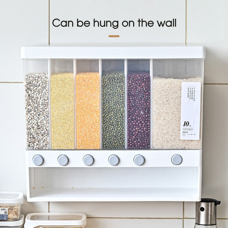 10Kg Kitchen Wall Rice Container Food Storage Case Bean Grain Cereal Dispenser