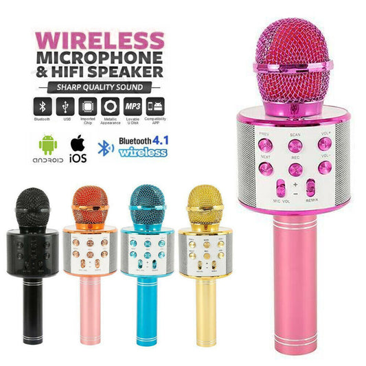 Karaoke Microphone Speaker Wireless Bluetooth Handheld Mic USB Player KTV