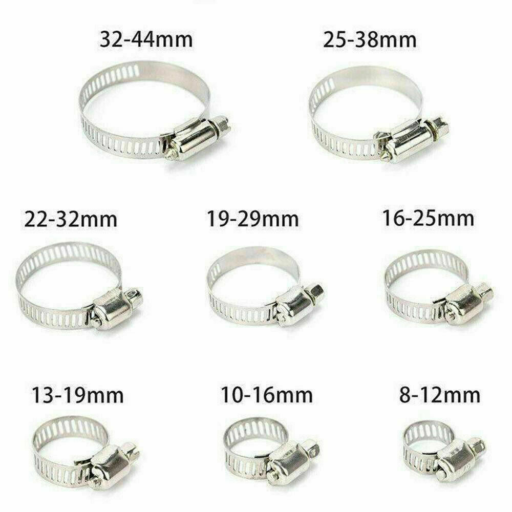 91X Stainless Steel Hose Clamps Clips Adjustable Range Worm Gear Pipe Clamp Kit