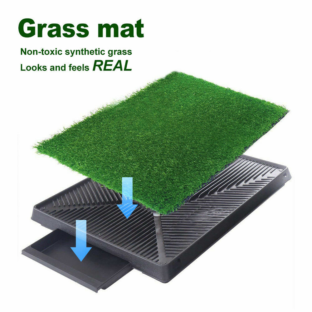 Pet Dog Toilet Mat Indoor Portable Training Grass Potty Pad Loo Tray