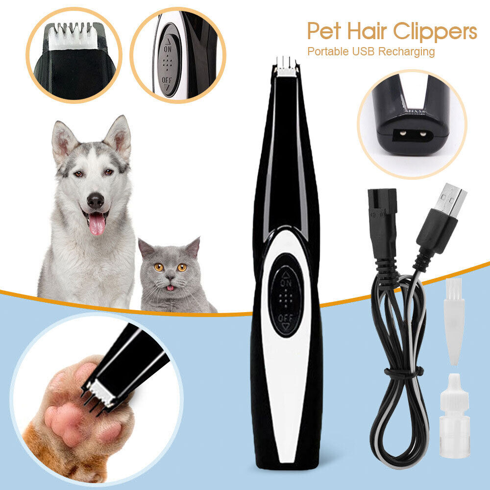 Cordless Pro Pet Hair Clippers Dog Cat Paw Trimmer Grooming USB Rechargeable Kit