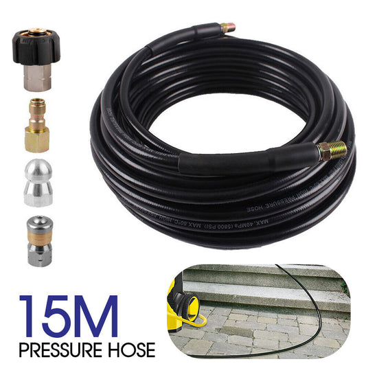 15M High Pressure Washer Hose 14mm Connect Water Cleaner Clean Replacement Pipe