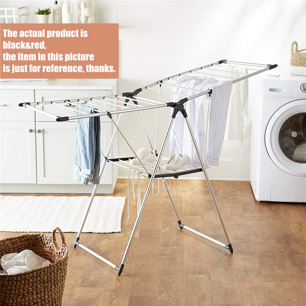 Folding Clothes Airer Laundry Dryer Gullwing Drying Shoes Rack Indoor Outdoor